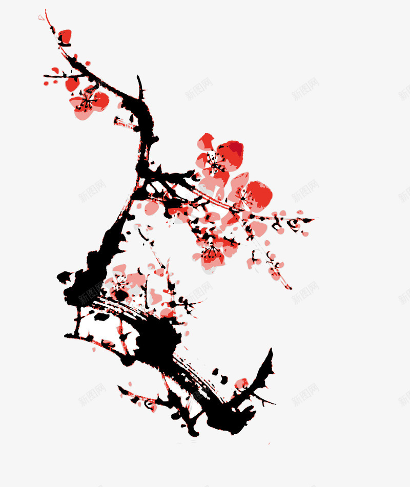 腊梅png免抠素材_88icon https://88icon.com 中国风水墨梅花 手绘 梅花 水墨画 红色腊梅