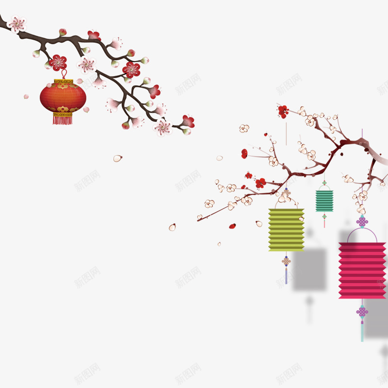 彩色灯笼节日挂件psd免抠素材_88icon https://88icon.com 喜庆 平面 彩色 挂件 梅花 植物 灯笼 节日 设计