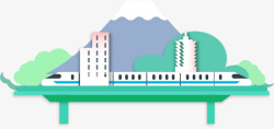 城市旅游插图日本富士山素材