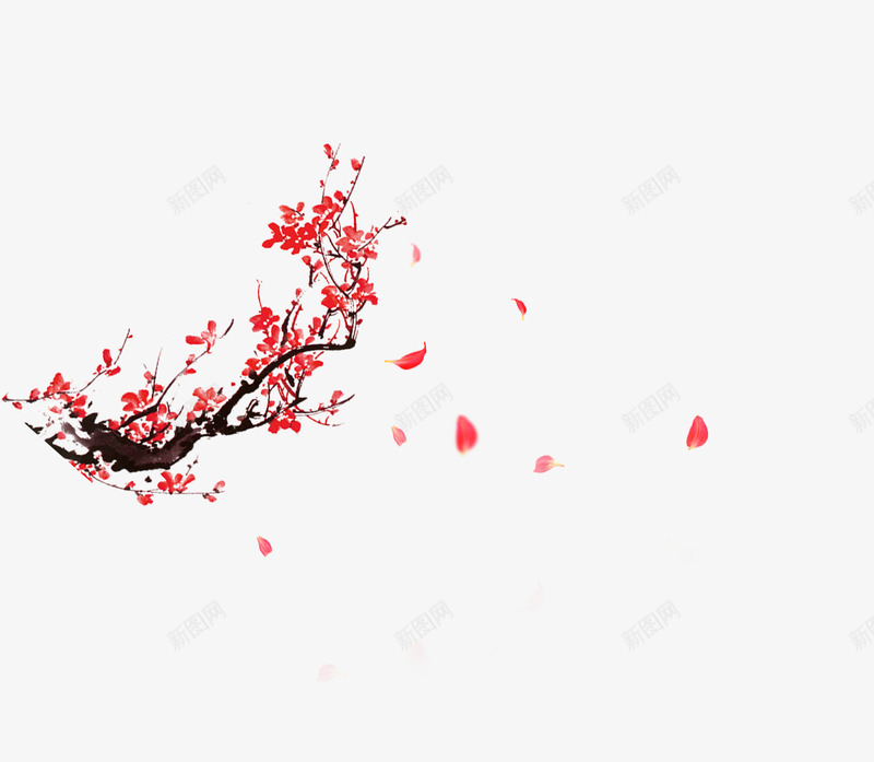 手绘梅花png免抠素材_88icon https://88icon.com 中国风 国画梅花 手绘 梅花 红色梅花 花朵