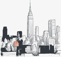 手绘纽约城市建筑素材