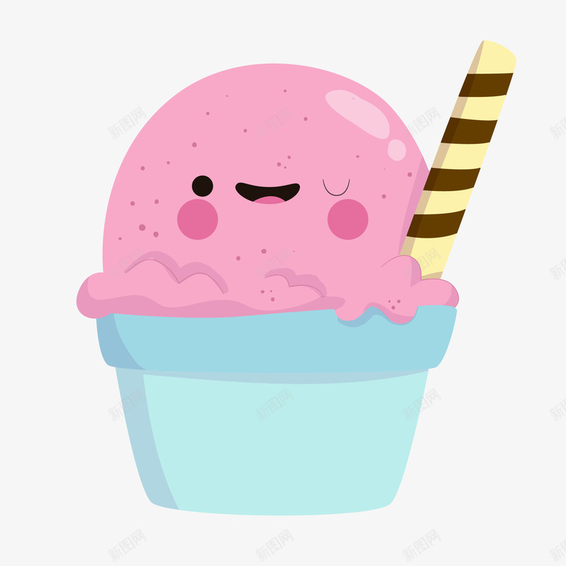 卡通可爱的雪糕矢量图ai免抠素材_88icon https://88icon.com 冰淇淋 卡通 可爱 粉红色 雪糕 食物设计 矢量图