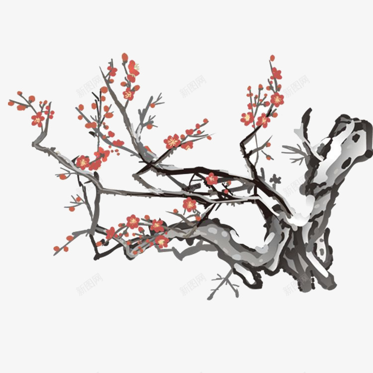 手绘中国风梅花png免抠素材_88icon https://88icon.com 中国风 手绘梅花 梅花 梅花素材 水彩画梅花