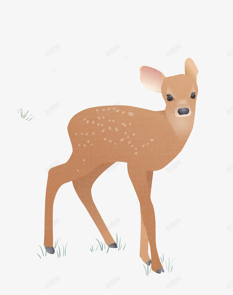 卡通梅花鹿png免抠素材_88icon https://88icon.com 卡通动物 卡通手绘 卡通梅花鹿 水彩画 装饰图案