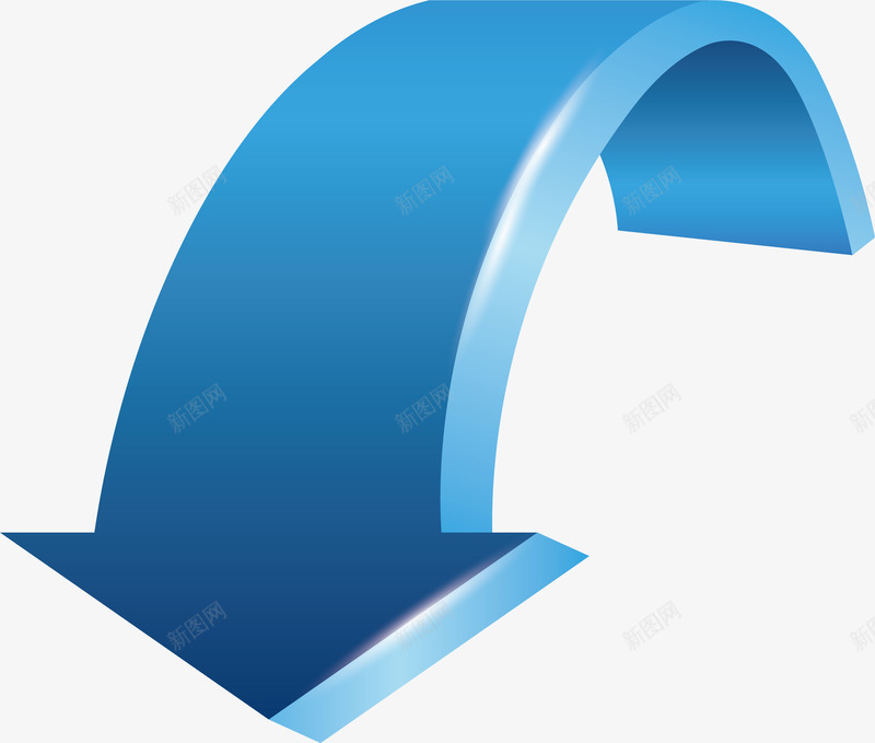 蓝色立体曲线向下箭头矢量图ai免抠素材_88icon https://88icon.com 几何 创意 向下 图案 彩色 彩色小箭头 指引 方向 曲线 立体 箭头 线条 色彩 蓝色 矢量图