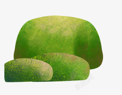 卡通手绘水彩绿色石头素材