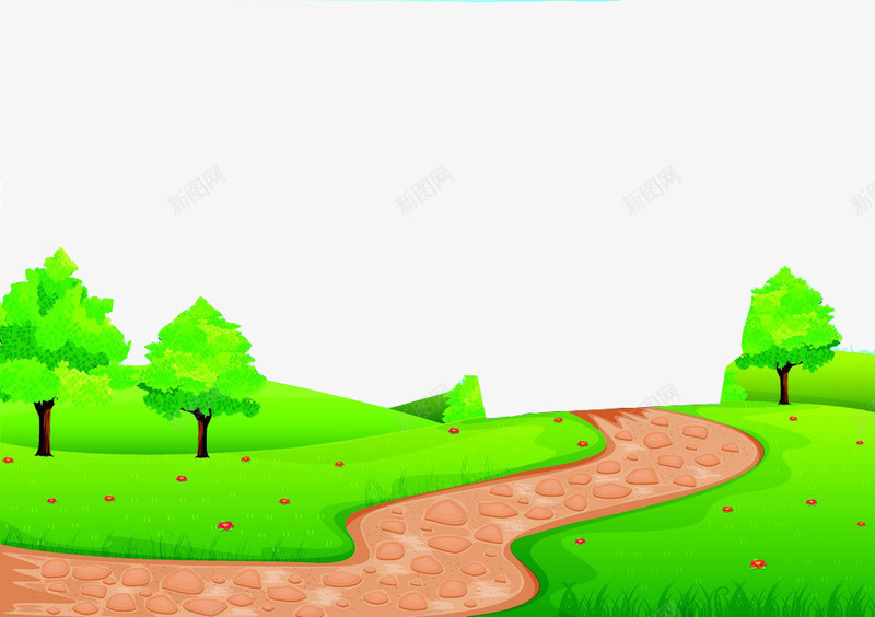 自然之路png免抠素材_88icon https://88icon.com 山路 山路蜿蜒 树林 石头路 绘画 绿色