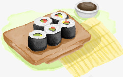 手绘寿司美食插画素材