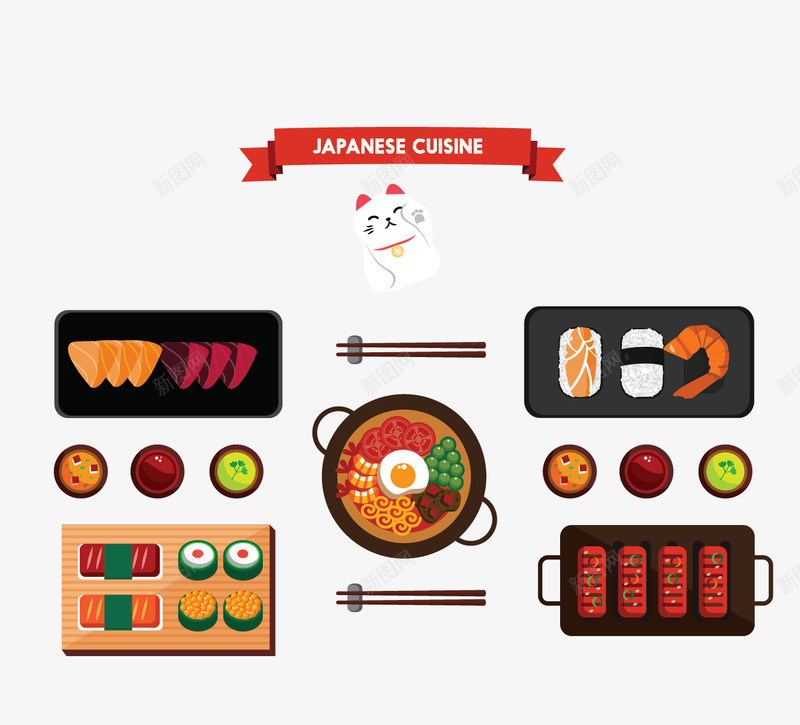 日本食物矢量图eps免抠素材_88icon https://88icon.com 寿司 日本食物 矢量食物 虾 鱼片 矢量图