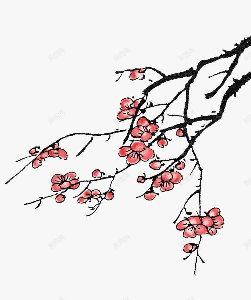 国画梅花png免抠素材_88icon https://88icon.com 国画 手绘 梅花 粉色 花卉
