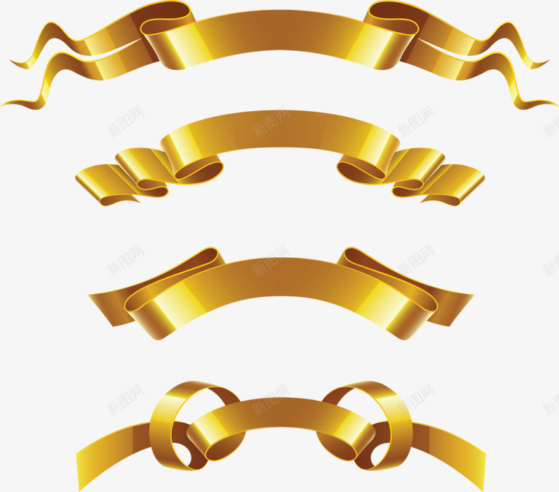 金色彩条png免抠素材_88icon https://88icon.com 卡通 弯曲 彩条 金色