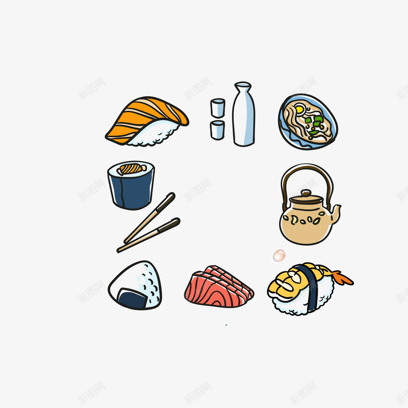 彩色立体卡通日本料理集合png免抠素材_88icon https://88icon.com 彩色日本料理 日本料理集合 矢量日本料理 立体卡通