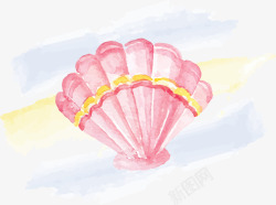 粉红水彩夏日贝壳矢量图素材