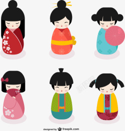 6款可爱日本娃娃免素材