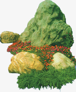 绿色石头花朵装饰素材