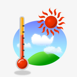 手绘夏季温度探热器矢量图素材