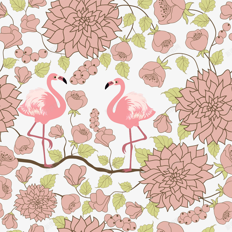 粉红色的鸟矢量图ai免抠素材_88icon https://88icon.com 粉红色的花朵 粉红色的鸟 矢量图