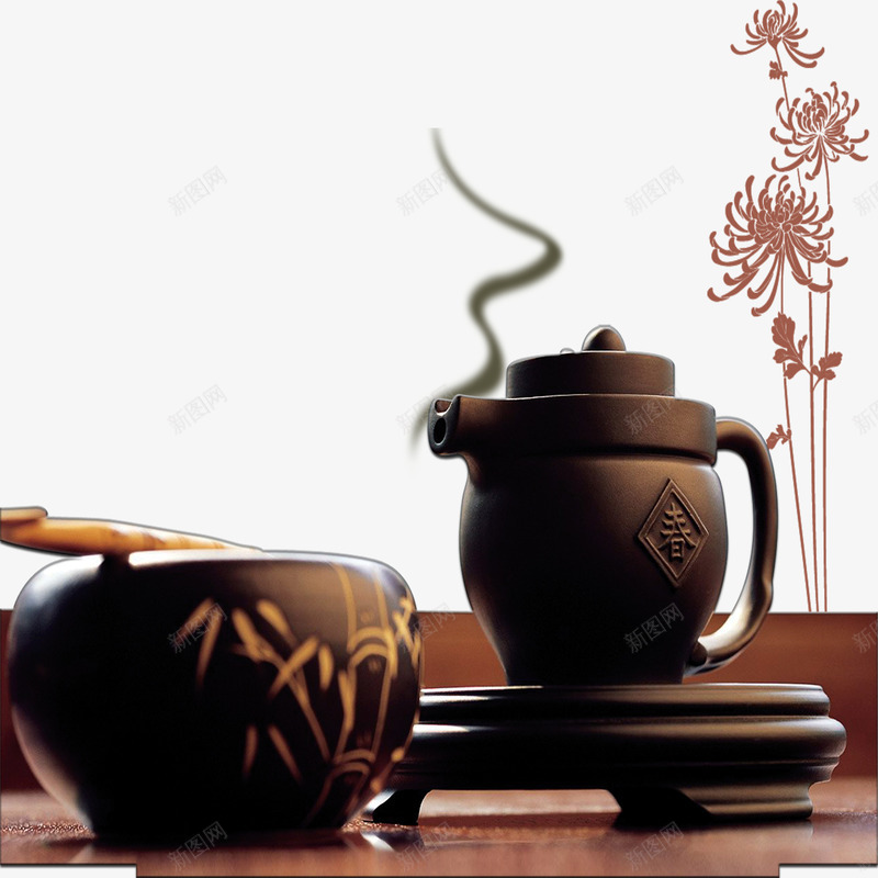 茶叶广告psd免抠素材_88icon https://88icon.com 茶壶 茶杯 茶碗