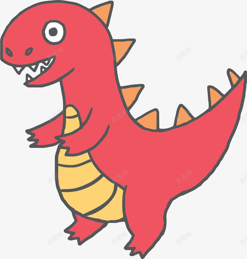 红色卡通儿童画恐龙矢量图ai免抠素材_88icon https://88icon.com 儿童教育 儿童画 恐龙 火龙 矢量png 红色恐龙 矢量图