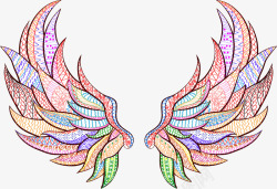 抽象彩色翅膀图案矢量图素材