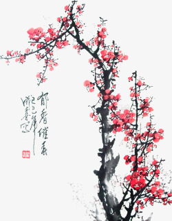 绘画梅花壁画素材