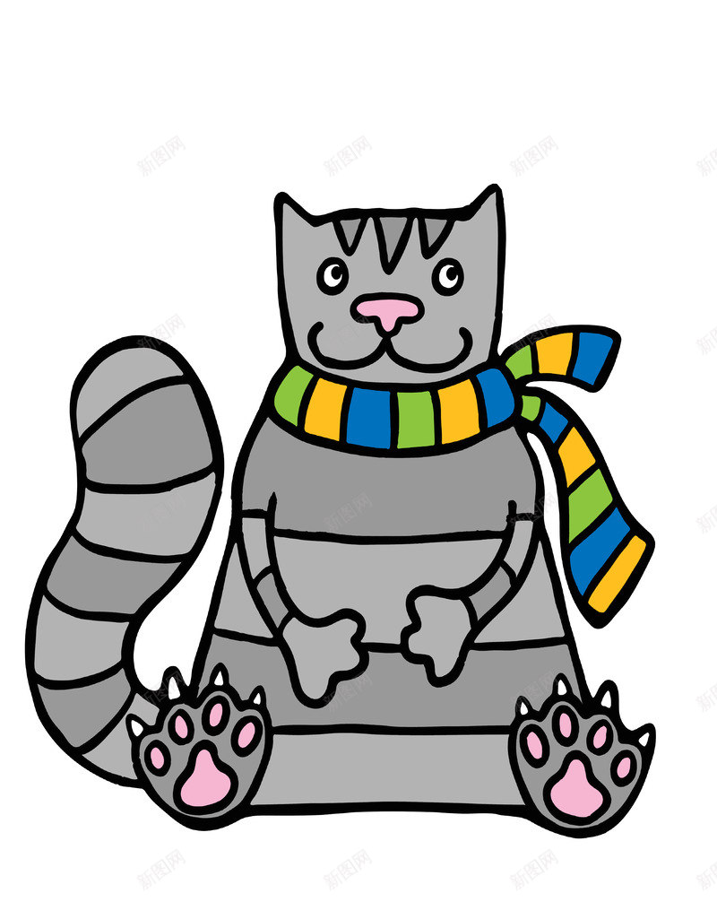 彩色卡通猫咪psd免抠素材_88icon https://88icon.com 儿童画 卡通图 彩色卡通猫咪 线条画 装饰画