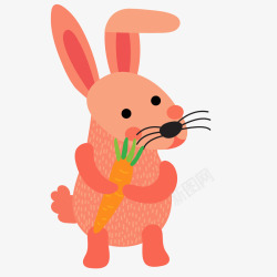 抱着胡萝卜的小兔子矢量图素材