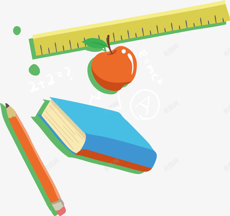 铅笔书本海报png免抠素材_88icon https://88icon.com 书本 手绘风 教育海报 直尺 矢量png 铅笔