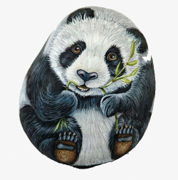 创意熊猫石头画素材