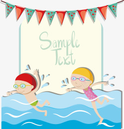 儿童教育游泳课素材