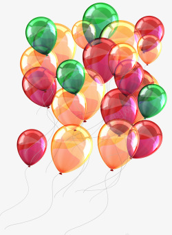 卡通半透明彩色气球素材