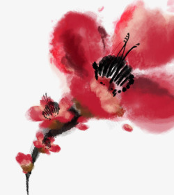 手绘水彩梅花背景素材
