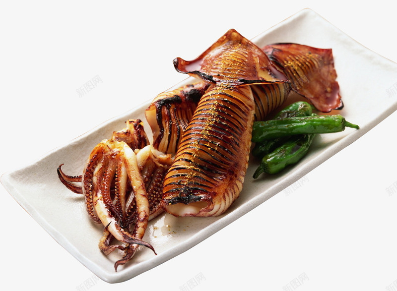 日本料理火烧鱿鱼png免抠素材_88icon https://88icon.com 产品实物 日本料理 火爆鱿鱼 烤鱿鱼 烧鱿鱼 餐饮美食 鱿鱼