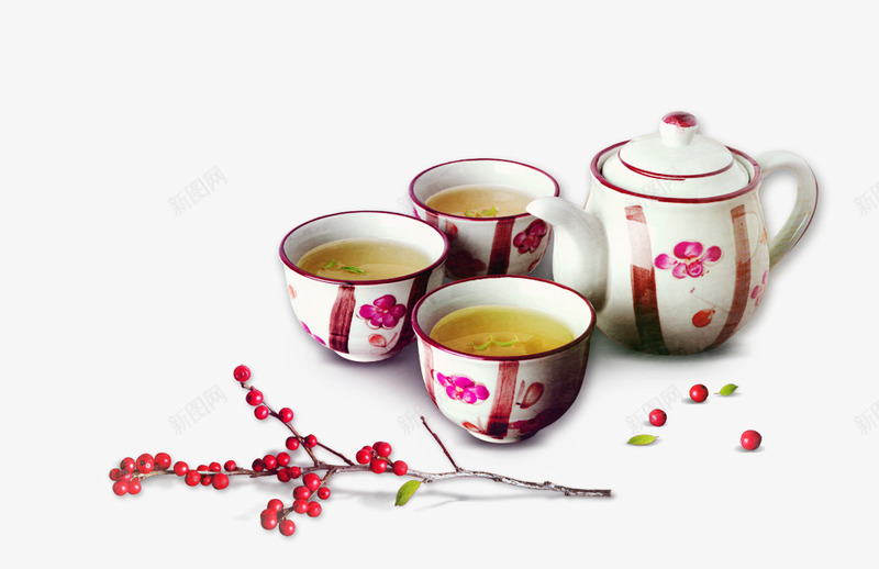 陶瓷茶具png免抠素材_88icon https://88icon.com 中国风茶具 梅花 茶具 茶杯