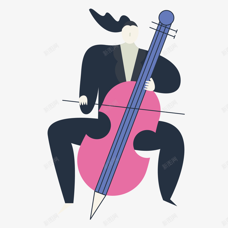 拉琴抽象人物矢量图ai免抠素材_88icon https://88icon.com 创意 卡通 大提琴 女人 手绘 拉琴的女孩 矢量图 紫色 音乐 黑色衣服