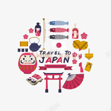 可爱的日本文化图标图标