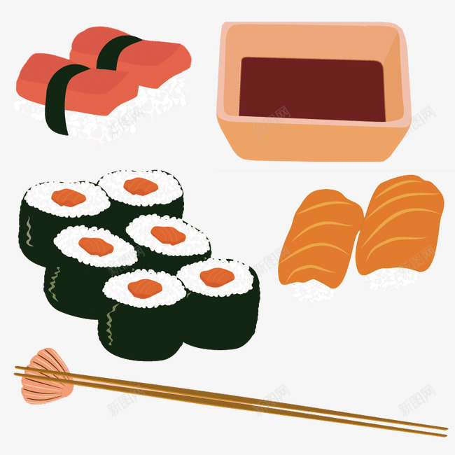 卡通日本食物png免抠素材_88icon https://88icon.com 三文鱼 卡通 寿司 日本食物