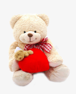 抱着小熊笑抱着红色爱心的小熊高清图片