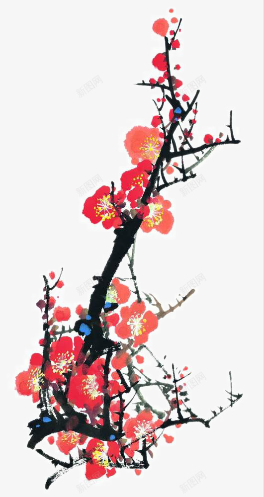 彩墨梅花png免抠素材_88icon https://88icon.com 写意 国画花卉 国粹 宣纸画 手绘花草 手绘装饰 水墨国画