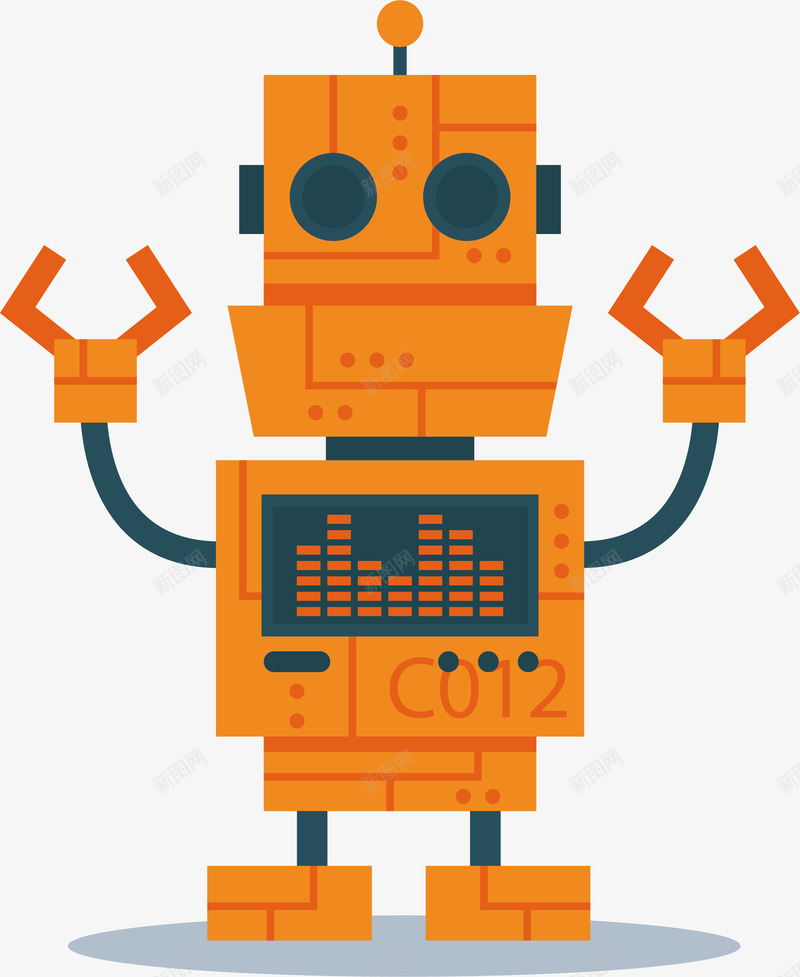 橘色音乐播放机器人矢量图ai免抠素材_88icon https://88icon.com 播放器 机器人 机器人管家 橘色机器人 矢量png 矢量图 音乐播放 音乐机器人