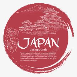 日本建筑和富士山素材