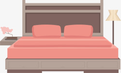 粉红色迷你风格床矢量图素材