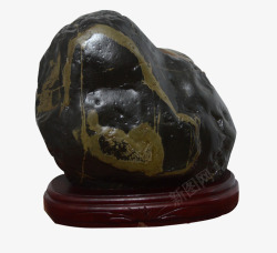 天然灵璧奇石黑色天然纹理奇石摆件免费高清图片