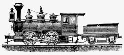 手绘黑白欧洲古老火车插画素材
