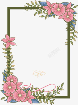 粉红花藤装饰边框矢量图素材