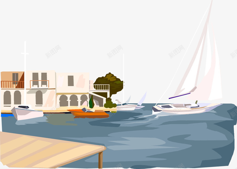 国外卡通海边旅游胜地png免抠素材_88icon https://88icon.com 卡通手绘 旅游图案 欧洲小镇 欧洲装饰 海边装饰