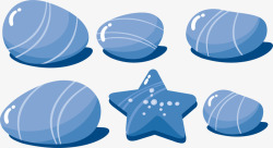 蓝色石头星星装饰图案矢量图素材