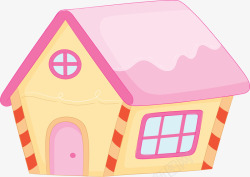 粉红屋顶蛋糕小屋矢量图素材