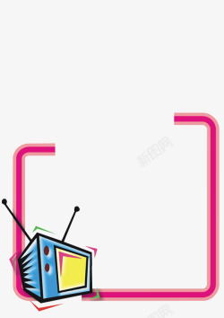 粉红边框和电视机素材
