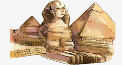 埃及狮身人面像埃及旅游手绘写生矢量图高清图片